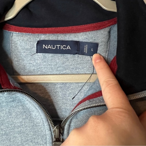Men’s Nautica blue quarter zip pullover sweater size large L - Picture 3 of 5